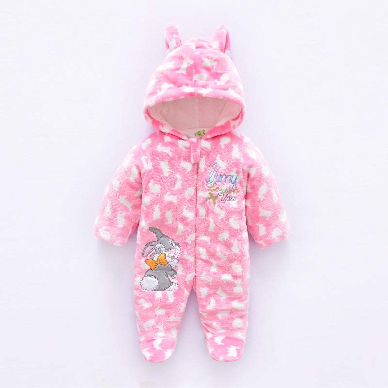Baby Winter Velvet Hooded Jumpsuit | Baby & Children's Outerwear