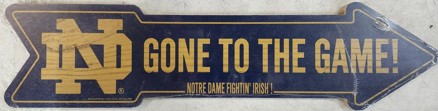 Notre Dame Fighting Irish Sign 6x24 Wood Arrow
