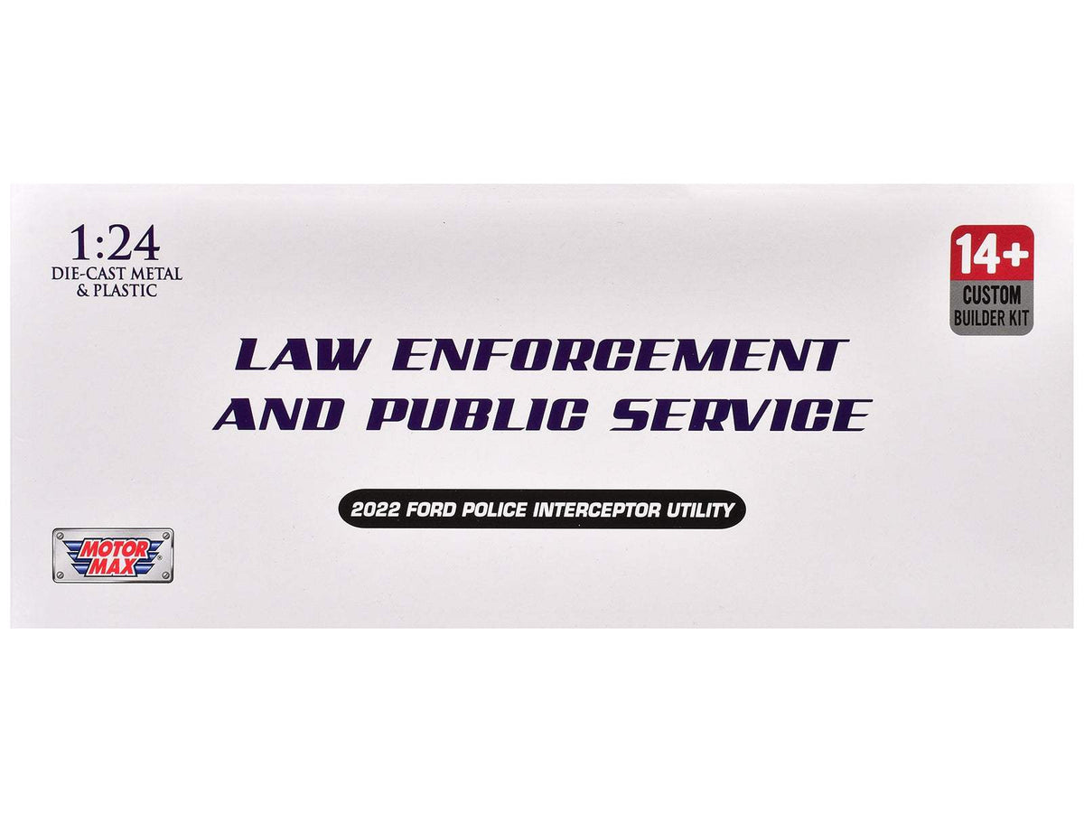 2022 Ford Police Interceptor Utility Unmarked White | 1/24 Diecast Model Car | Motormax | Builder's Kit Series
