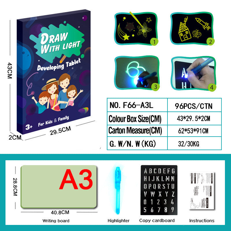 3D Drawing Pad with Light-accumulating Coating and Flashlight Marker Toyland EU Toyland EU