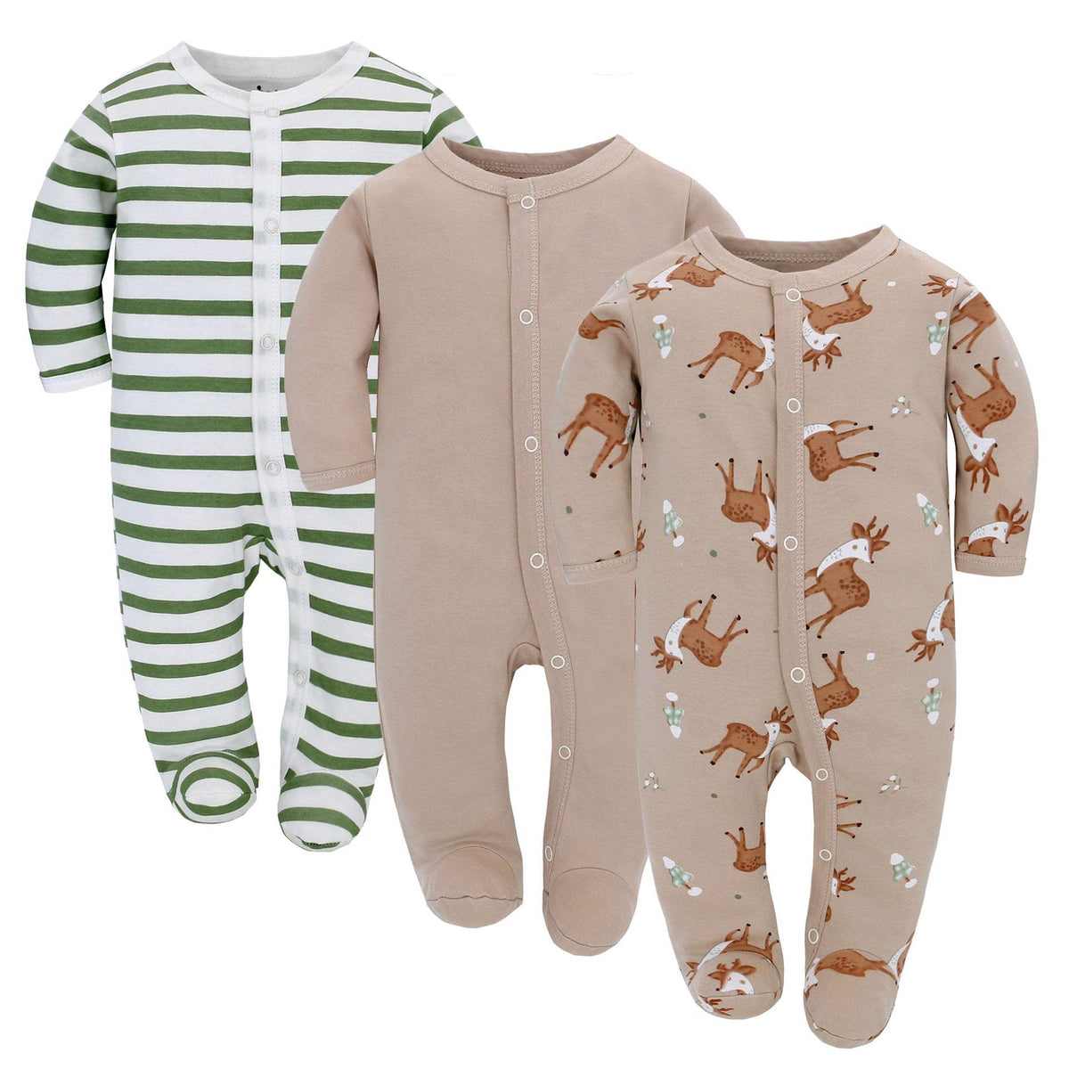 Baby Long-Sleeve Romper 3-Piece Set | Fox Raindrop And Unicorn Designs