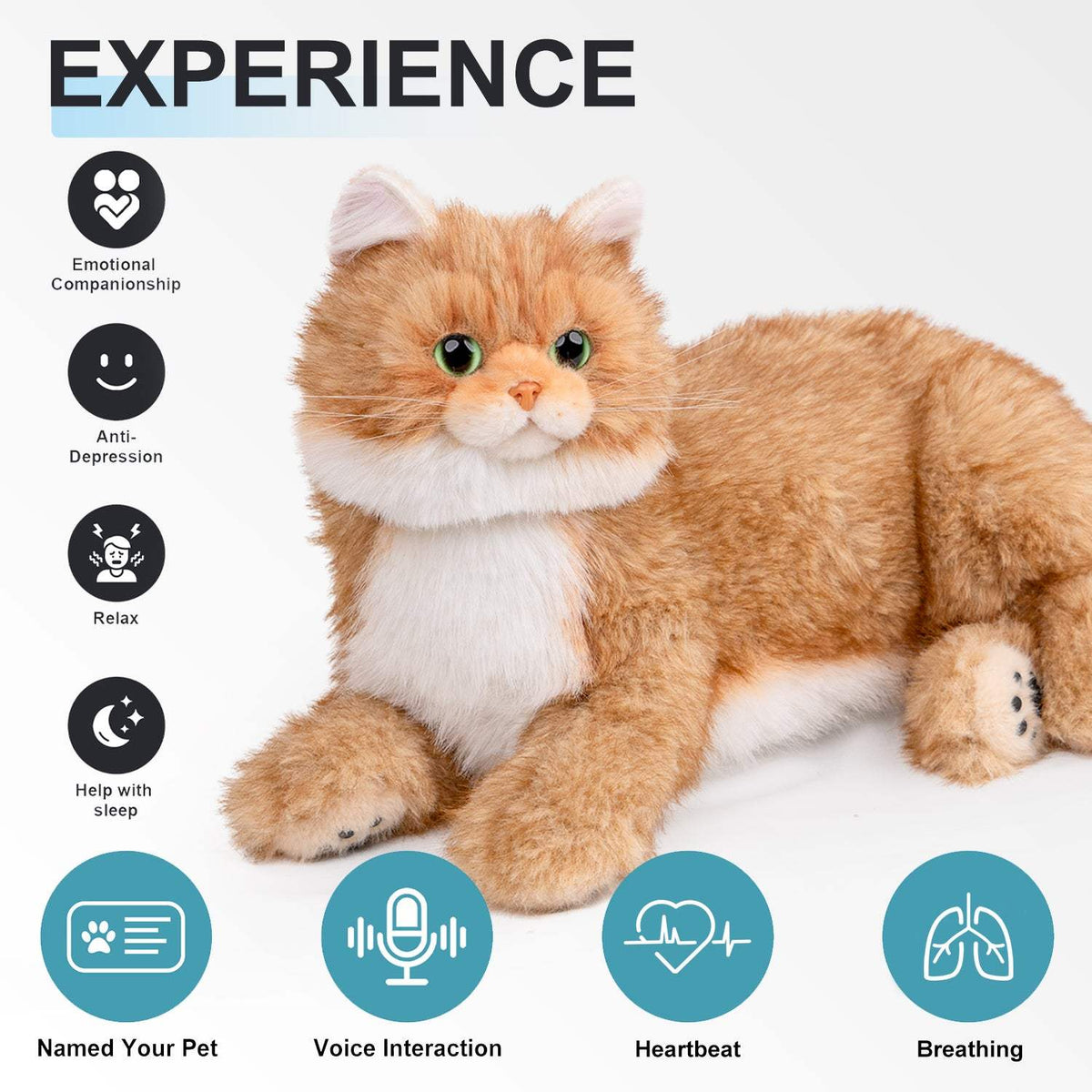 Interactive Robotic Cat | Realistic Breathing | Voice Control | Senior Care