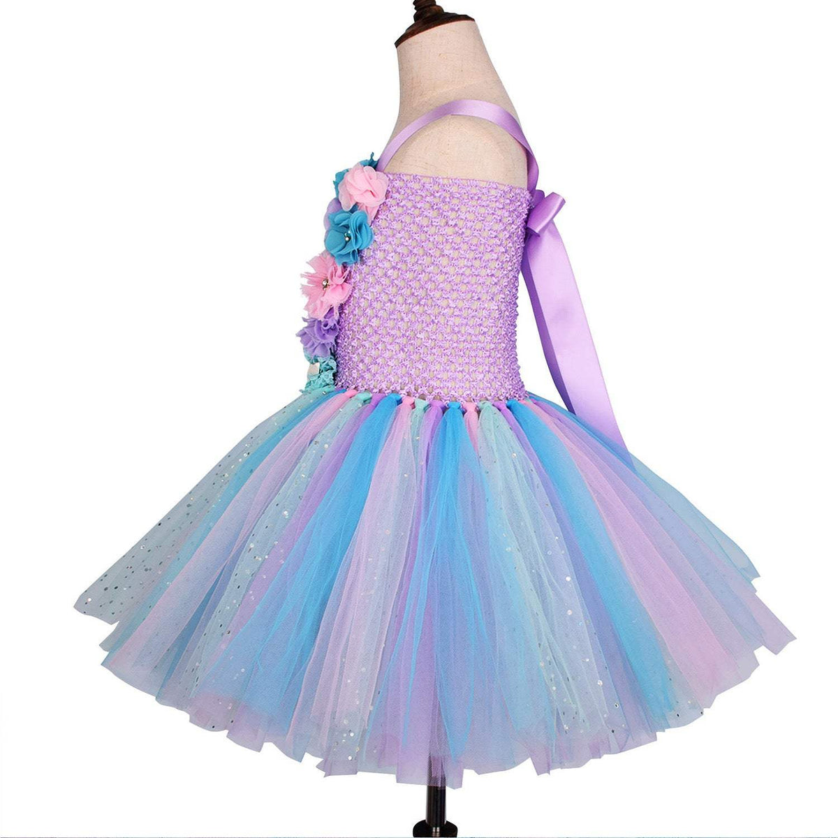 Girls' Flower Print Princess Dress With Hair Band | Polyester | Princess Style