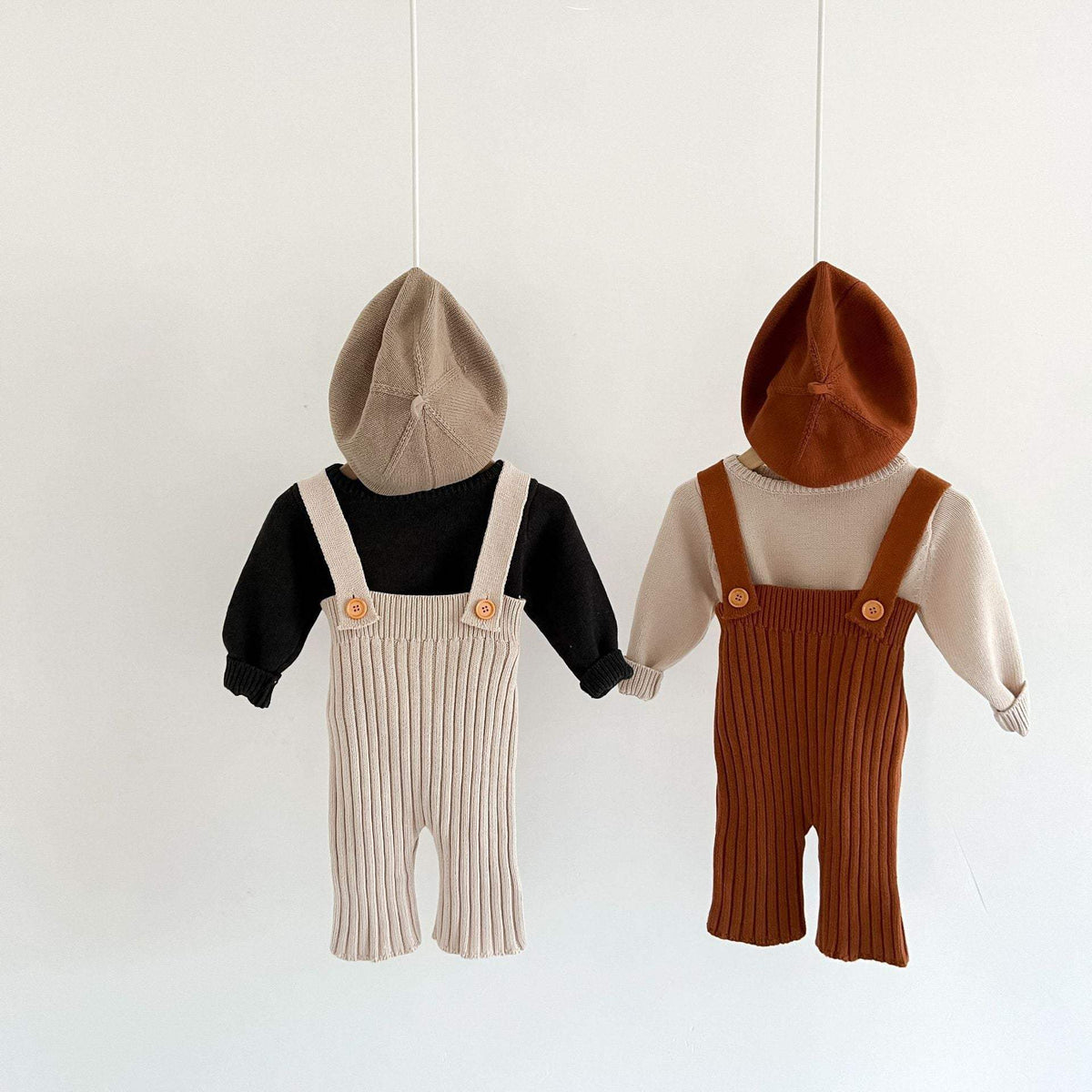 Baby Knitted Suspender Wide-Leg Pants | High Waist | 95% Cotton