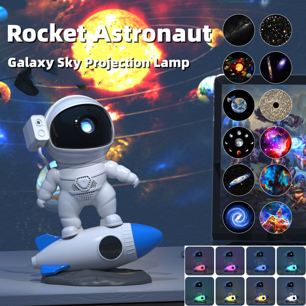 Rocket Astronaut Galaxy Starry Sky Projector Lamp for Desktops