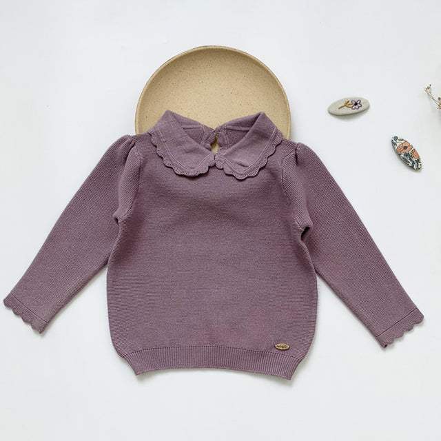 Girls' Lace Knit Pullover Sweater | Long Sleeve