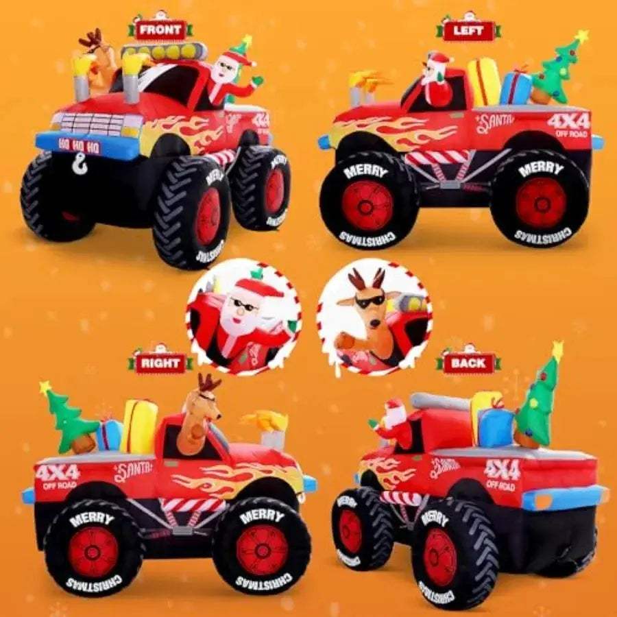 8 Foot Santa Monster Truck Inflatable Christmas Outdoor Decoration - ToylandEU