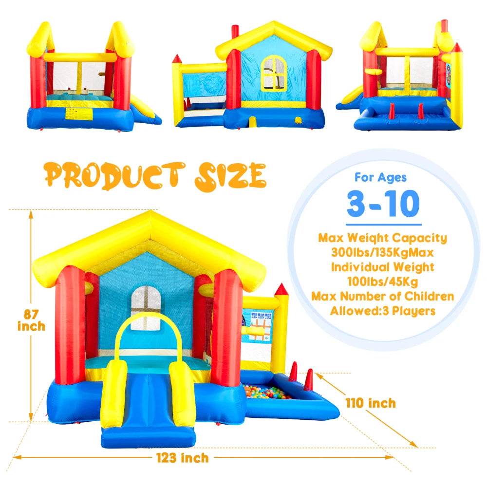 8 In 1 Inflatable Bounce House With Blower For Kids Fun - ToylandEU