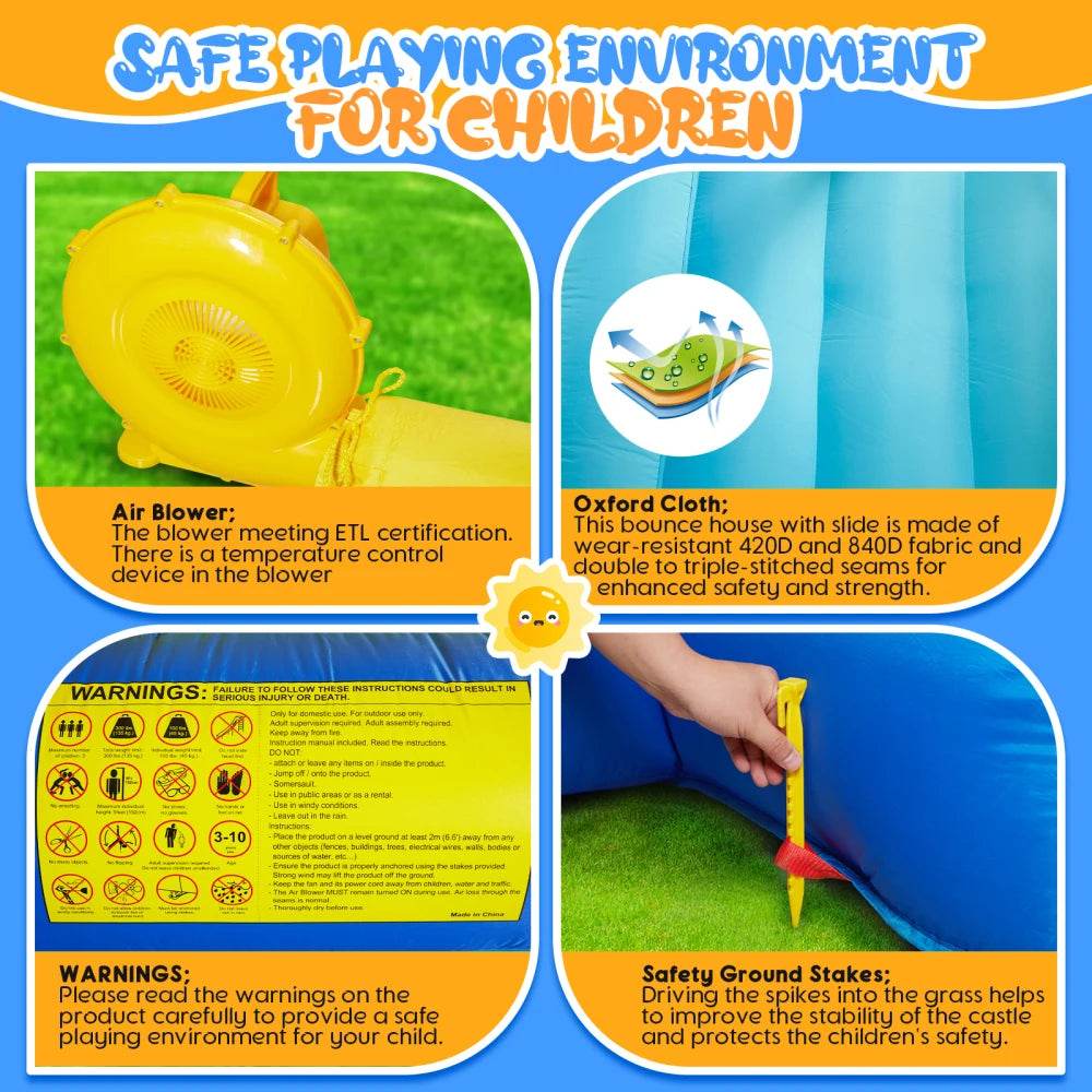 8 In 1 Inflatable Bounce House With Blower For Kids Fun - ToylandEU