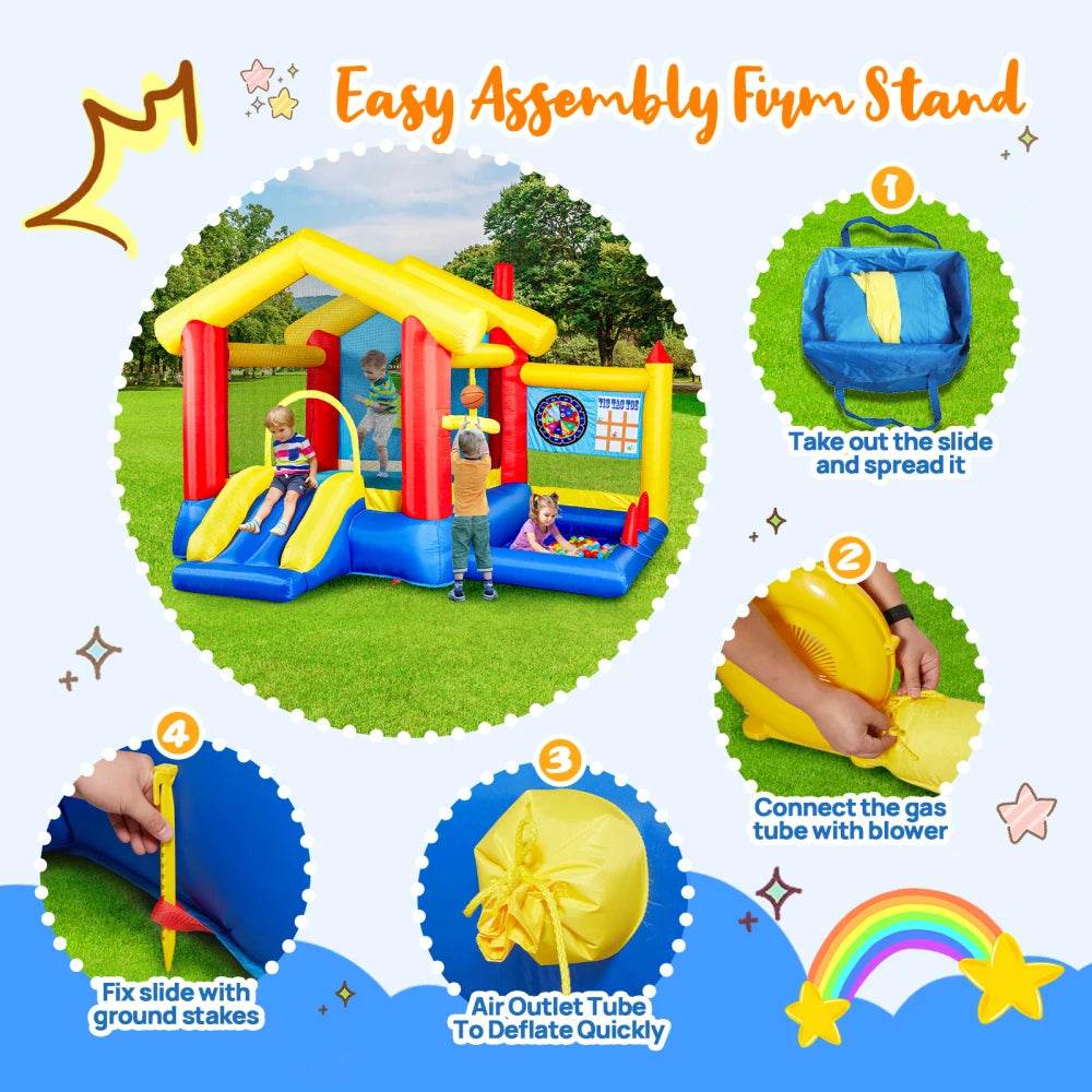 8 In 1 Inflatable Bounce House With Blower For Kids Fun - ToylandEU