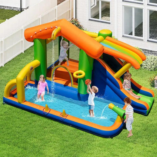  8-In-1 Inflatable Water Park Bounce House No Blower -  ToylandEU™
