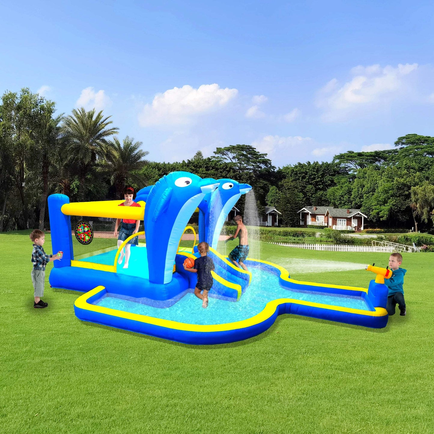  8 In 1 Inflatable Water Park Slide And Trampoline Safe -  ToylandEU™