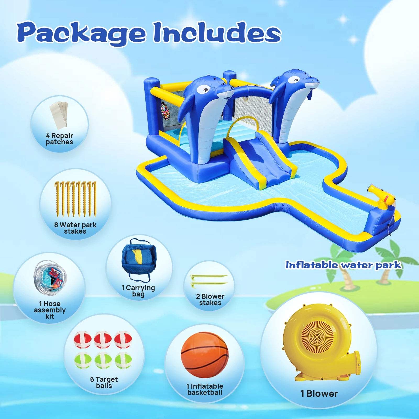  8 In 1 Inflatable Water Park Slide And Trampoline Safe -  ToylandEU™