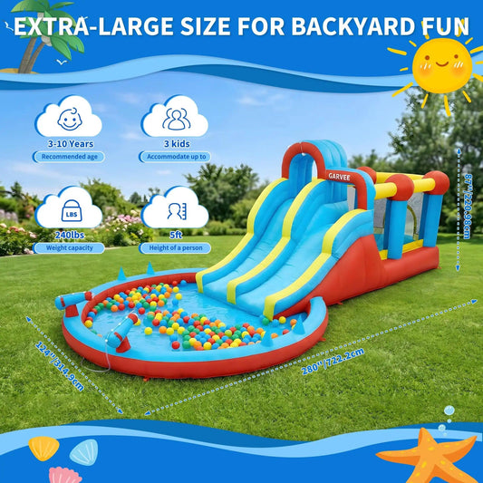  8 In 1 Inflatable Water Park With Double Slides -  ToylandEU™