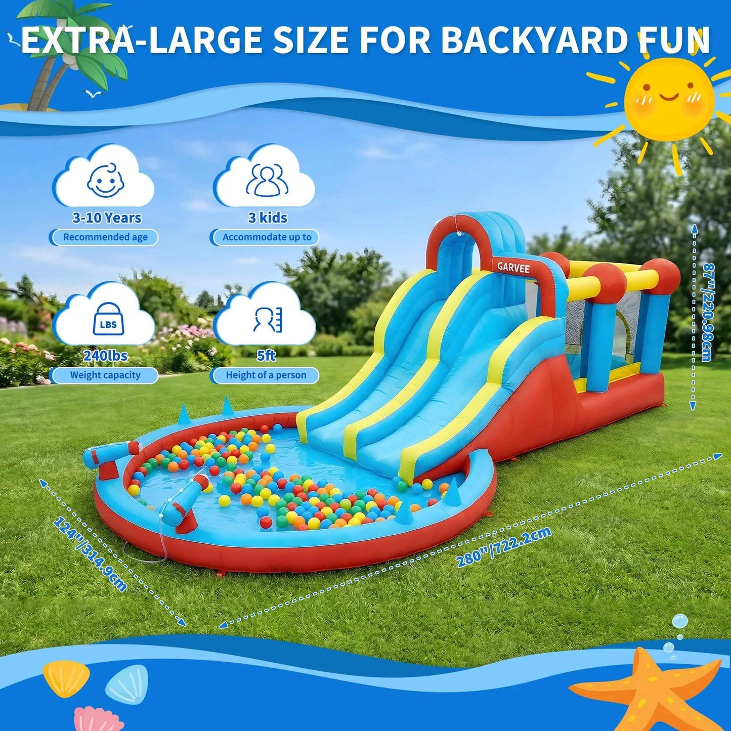 8 In 1 Inflatable Water Park With Double Slides -  ToylandEU™
