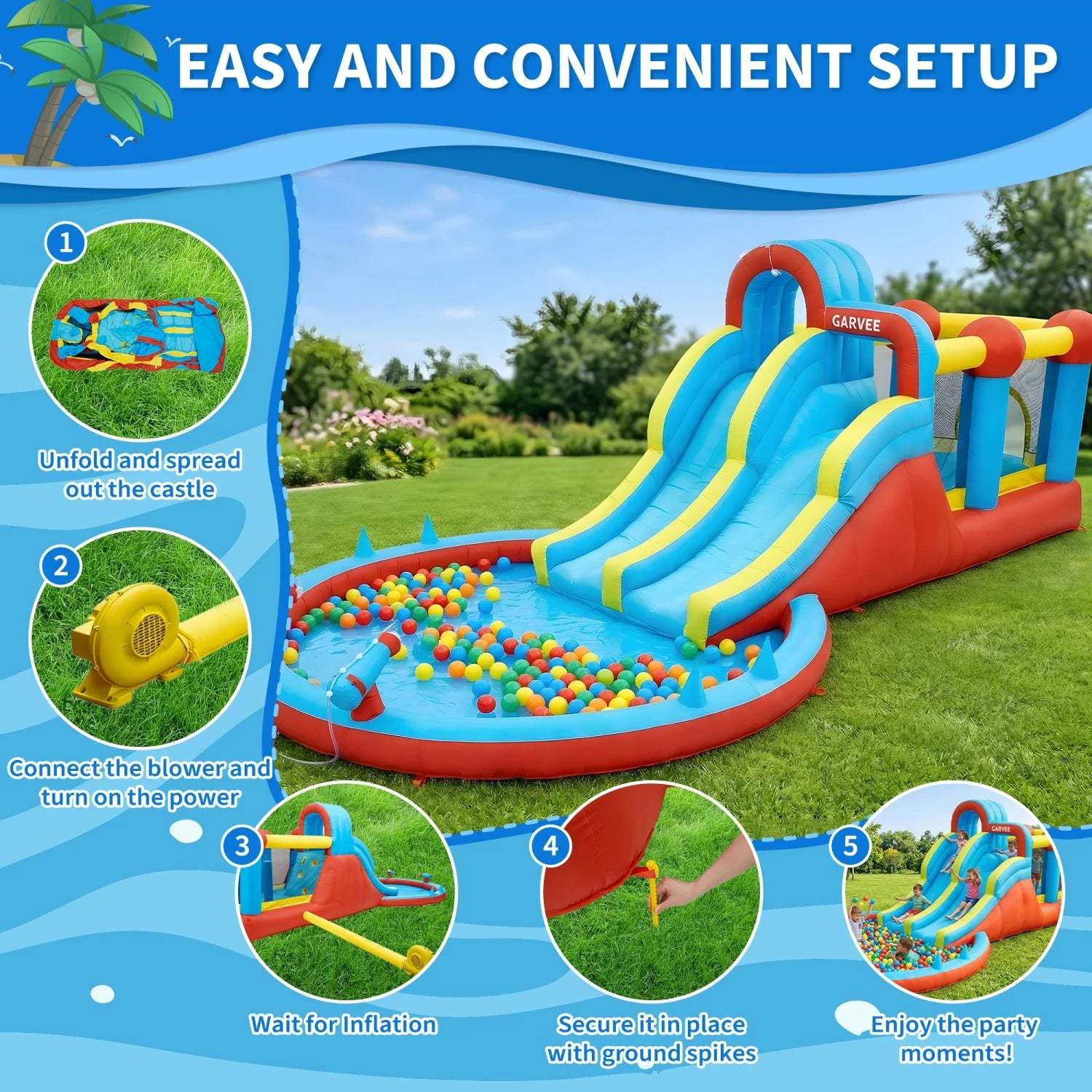  8 In 1 Inflatable Water Slide Park For Backyard Fun -  ToylandEU™
