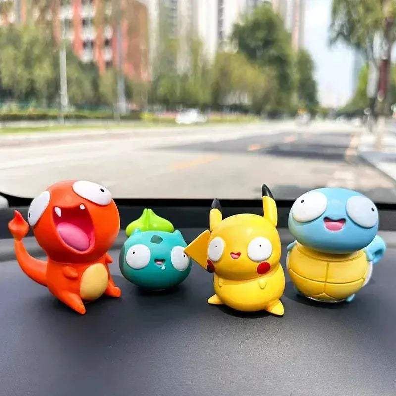 8 PCS Silly Pokemon Mini Figurine Set, Pikachu Bulbasaur Charmander Squirtle Cute PVC Action Figures - ToylandEU