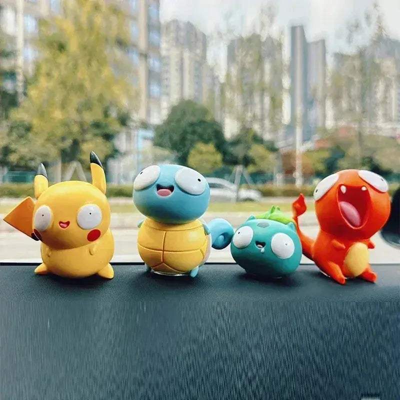 8 PCS Silly Pokemon Mini Figurine Set, Pikachu Bulbasaur Charmander Squirtle Cute PVC Action Figures - ToylandEU