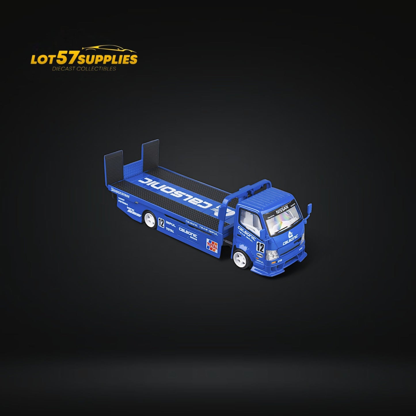 Diecast MicroTurbo HINO 300 Custom Truck Flatbed  Blue Calsonic Livery 1:64