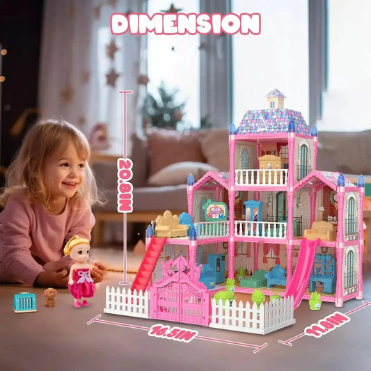  8 Room Dollhouse With LED Lights And Furnishings -  ToylandEU™