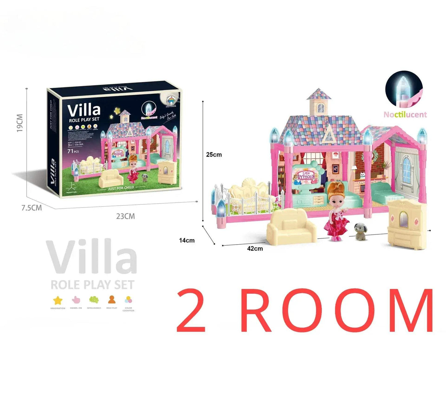 8 Room Dollhouse With LED Lights And Furnishings For Kids - ToylandEU