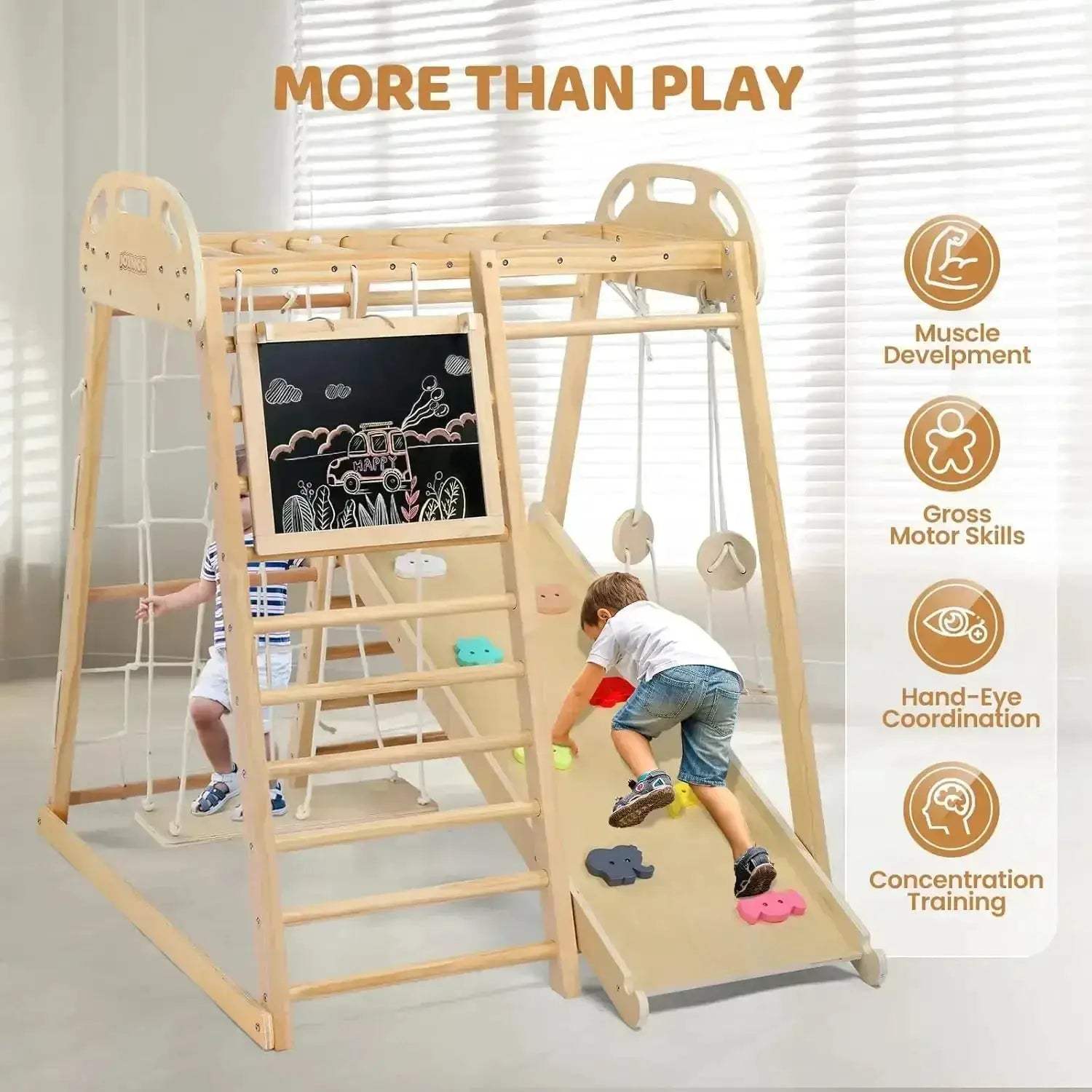 8-in-1 Indoor Jungle Gym For Kids And Toddlers With Swing - ToylandEU