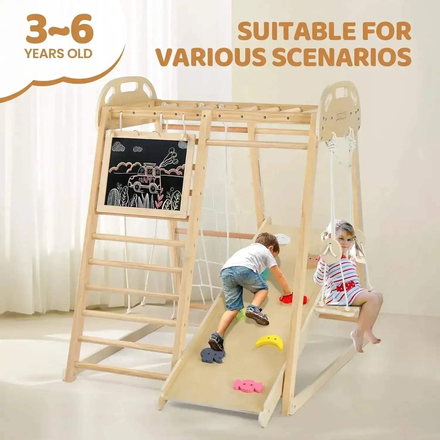 8-in-1 Indoor Jungle Gym For Kids And Toddlers With Swing - ToylandEU