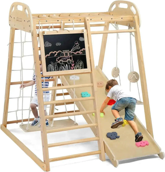  8-in-1 Indoor Jungle Gym For Kids With Swing Safe Wood -  ToylandEU™
