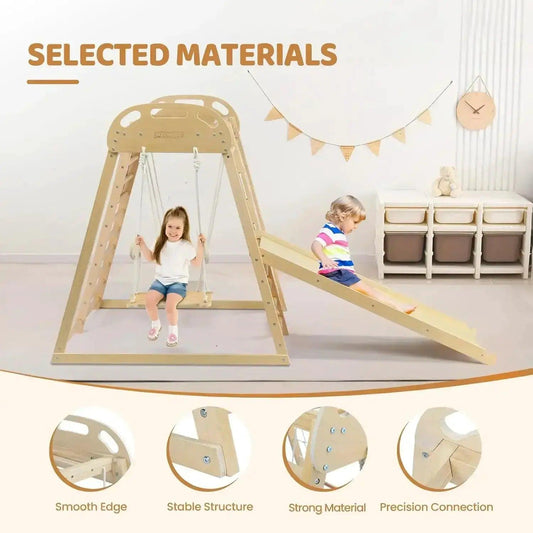  8-in-1 Indoor Jungle Gym For Kids With Swing Safe Wood -  ToylandEU™