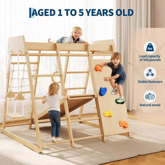 8-in-1 Wooden Indoor Jungle Gym for Kids Playzone Safe -  ToylandEU™
