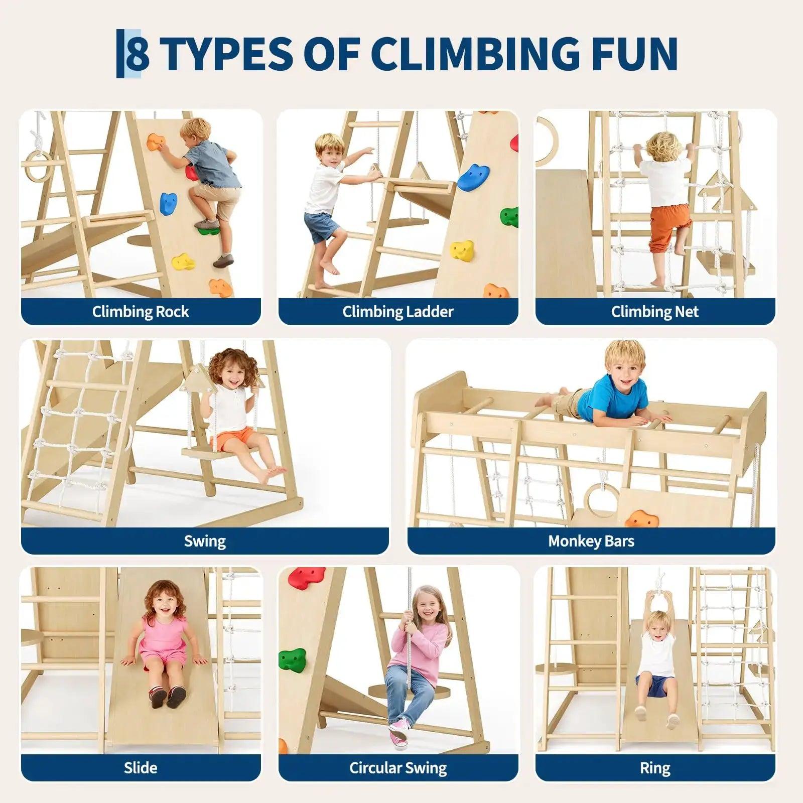  8-in-1 Wooden Indoor Jungle Gym for Kids Playzone Safe -  ToylandEU™