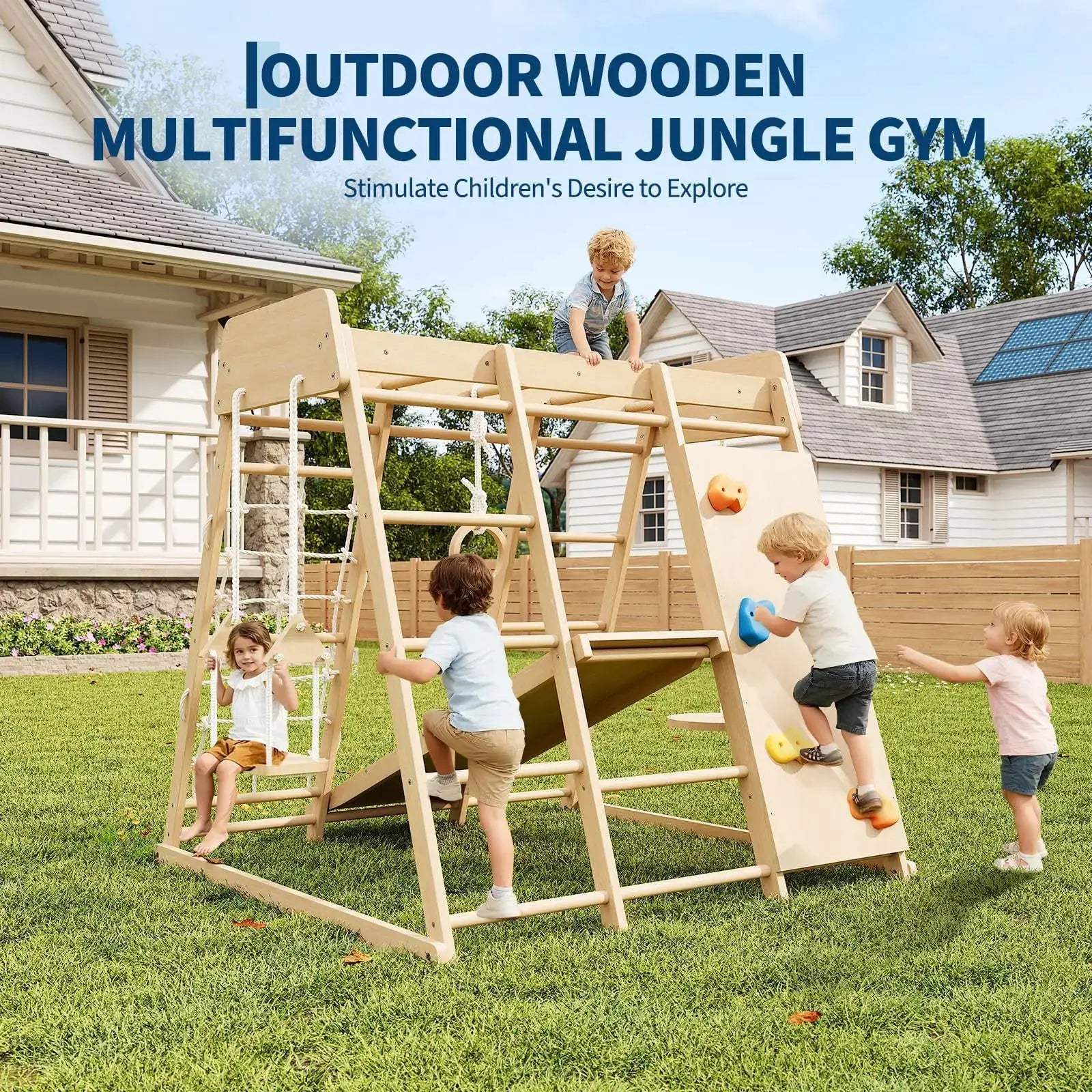  8-in-1 Wooden Indoor Jungle Gym for Kids Playzone Safe -  ToylandEU™