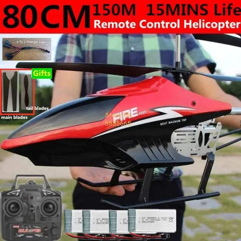  80CM Dual Propeller LED RC Helicopter - Remote Control Toy with  -  ToylandEU™