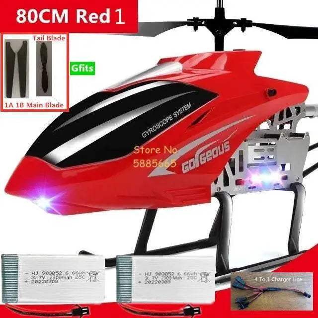  80CM Dual Propeller LED RC Helicopter - Remote Control Toy with  -  ToylandEU™