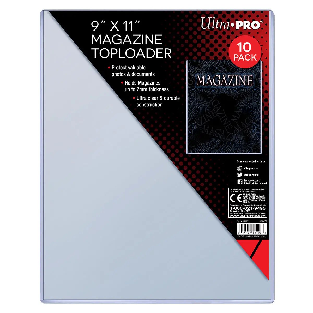 Toploader - 9"x11 1/2" Magazine (10 per pack)