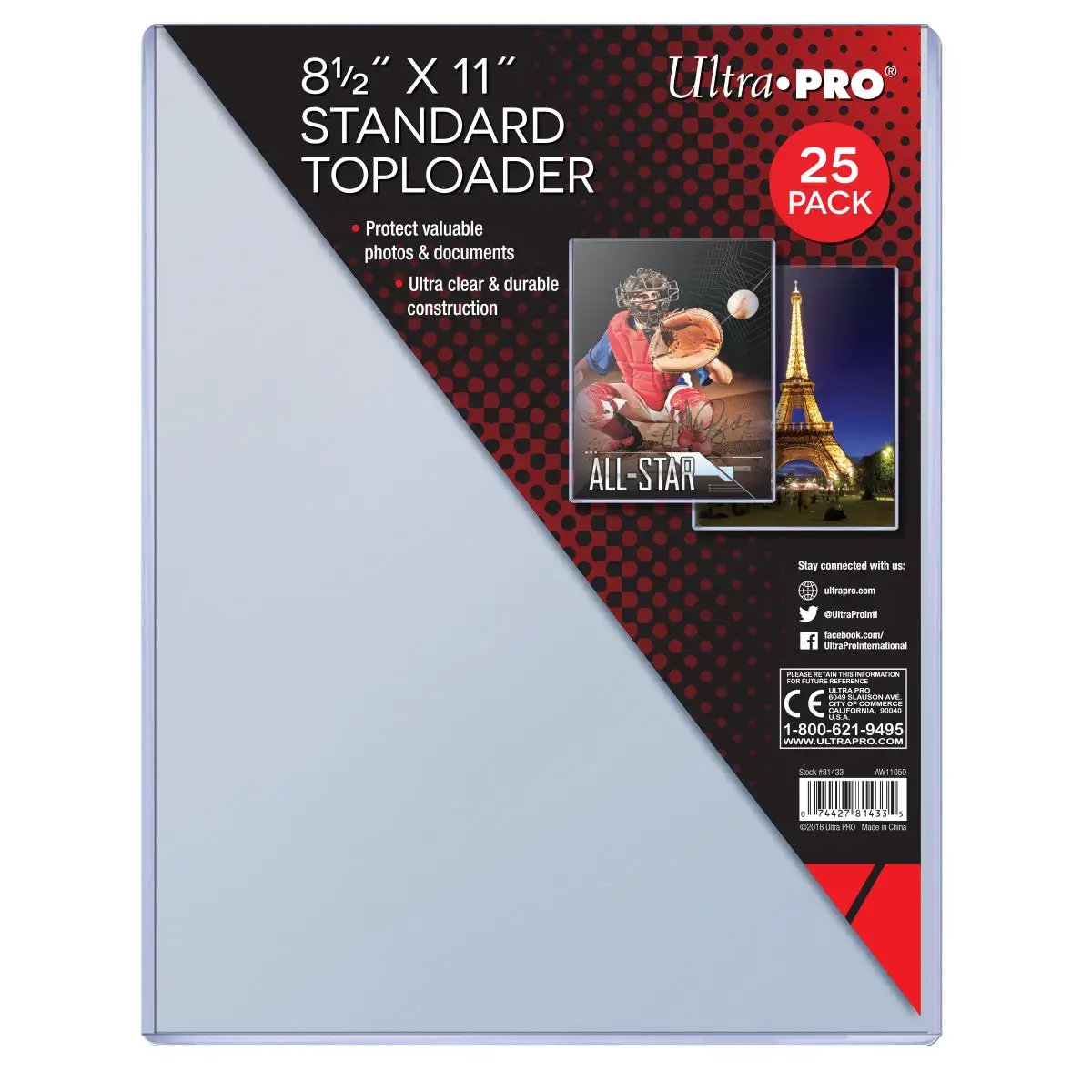 Toploader - 8-1/2x 11 (25 per pack)
