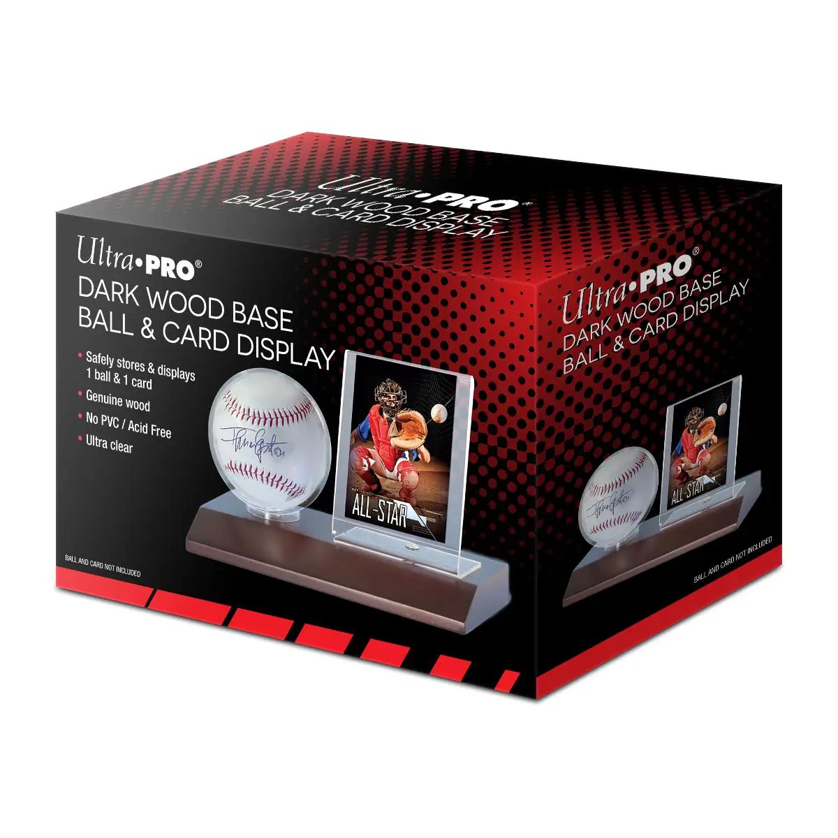 Baseball and Card Dark Wood Holder