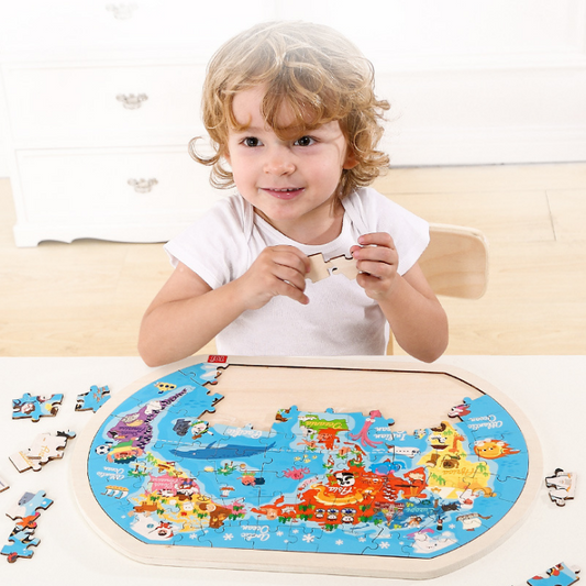 Wooden World Map Puzzle Educational Toy for Kids - ToylandEU