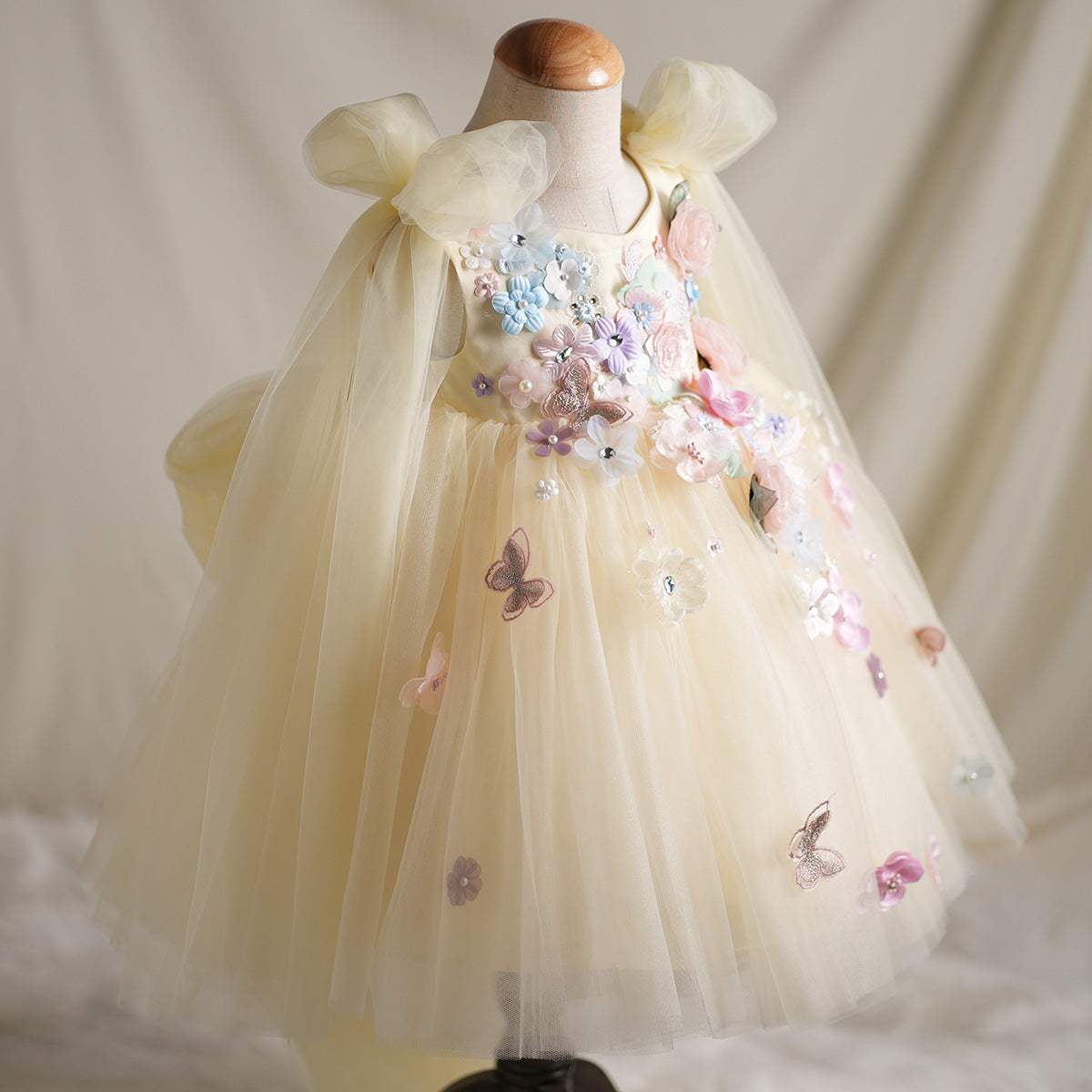 Girls' Applique Bow Mesh Sleeveless Tulle Tutu Fairy Dress | Organza | Baby & Children's Dresses