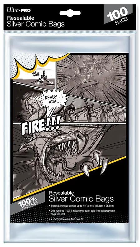 Comic Bags - Silver Size - Resealable (100 per pack)