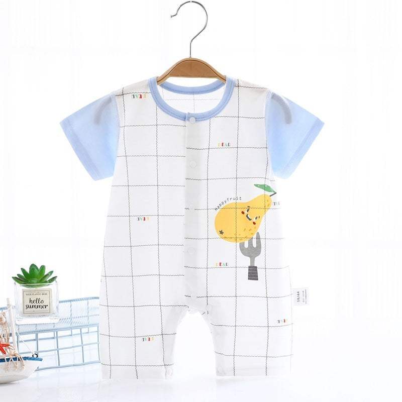 Baby Pure Cotton Summer Short-Sleeve Jumpsuit | Thin | Animal And Fruit Prints