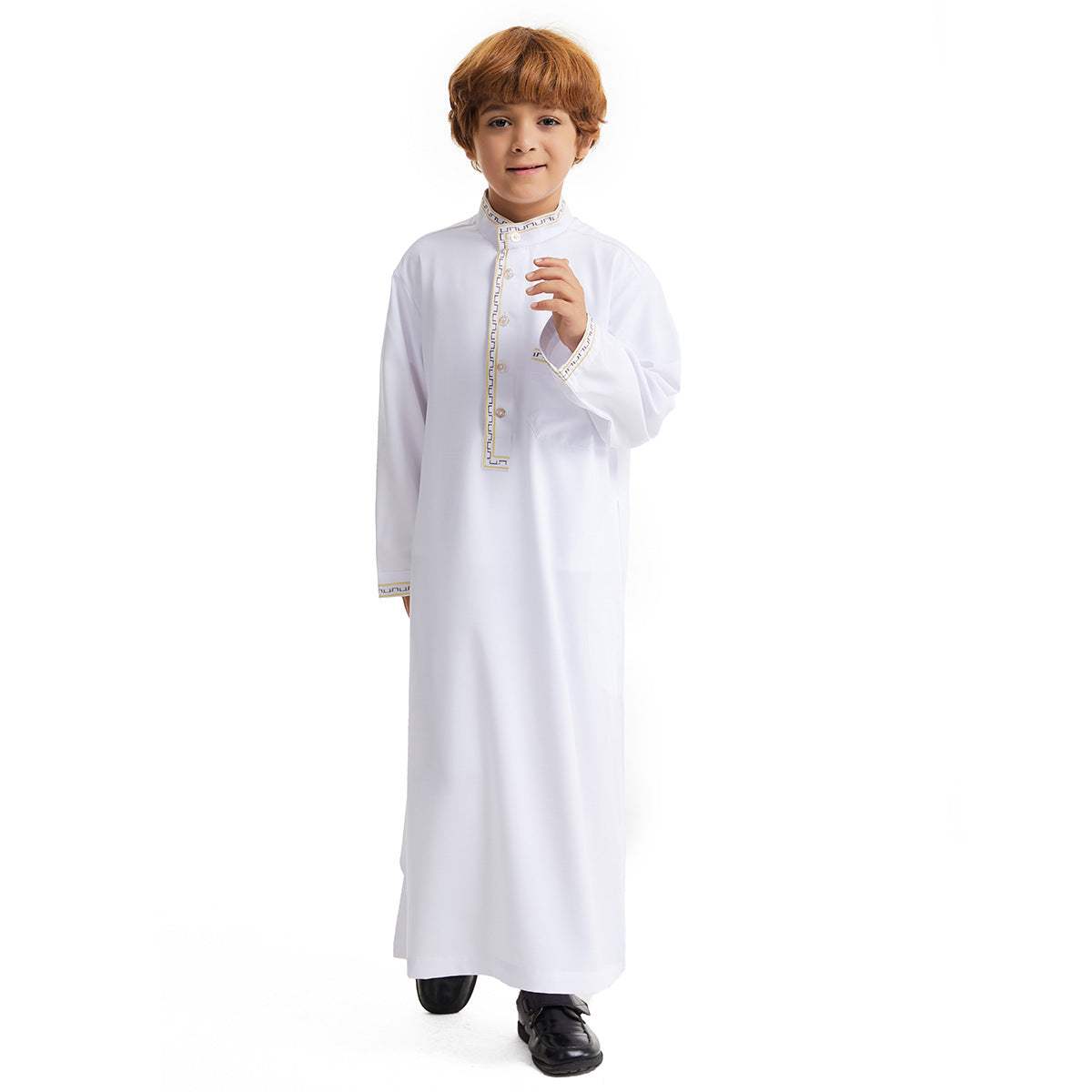 Boys' Stand-Collar Button Long Shirt | Middle Eastern Style