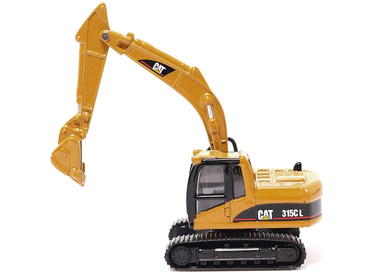 CAT Caterpillar CT660 Day Cab Tractor Blue Metallic with Lowboy Trailer and CAT 315C L Hydraulic Excavator Yellow | 1/87 Diecast Model Tractor