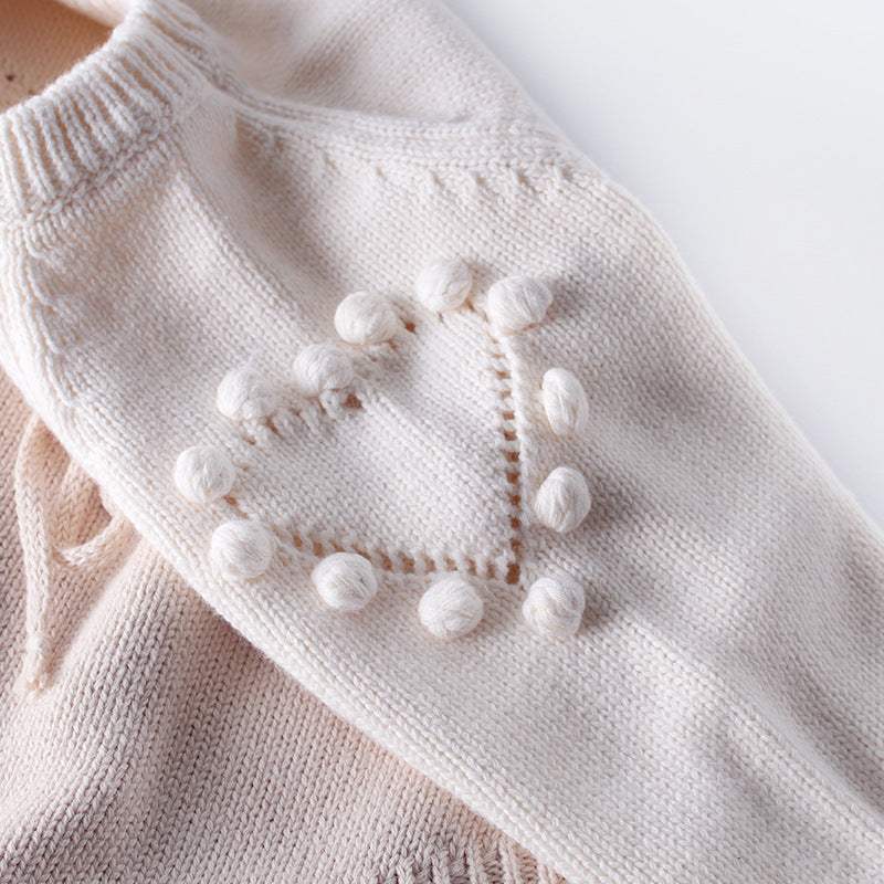 Baby Girl Handmade Love Knitted Wool Long-Sleeve Bodysuit | Baby & Children's One-Pieces