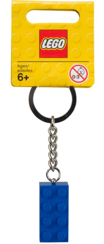 LEGO® Brick Keychain | Blue 2x4 Stud Design | Sturdy Metal Ring