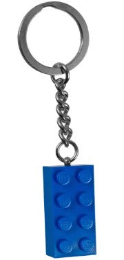 LEGO® Brick Keychain | Blue 2x4 Stud Design | Sturdy Metal Ring