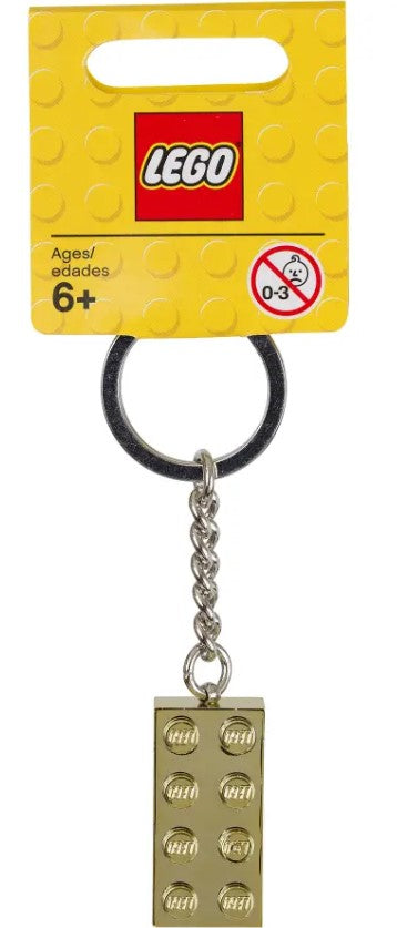 LEGO® Key Chain | 2x4 Gold Brick Design | Gold Stud | Ages 6+