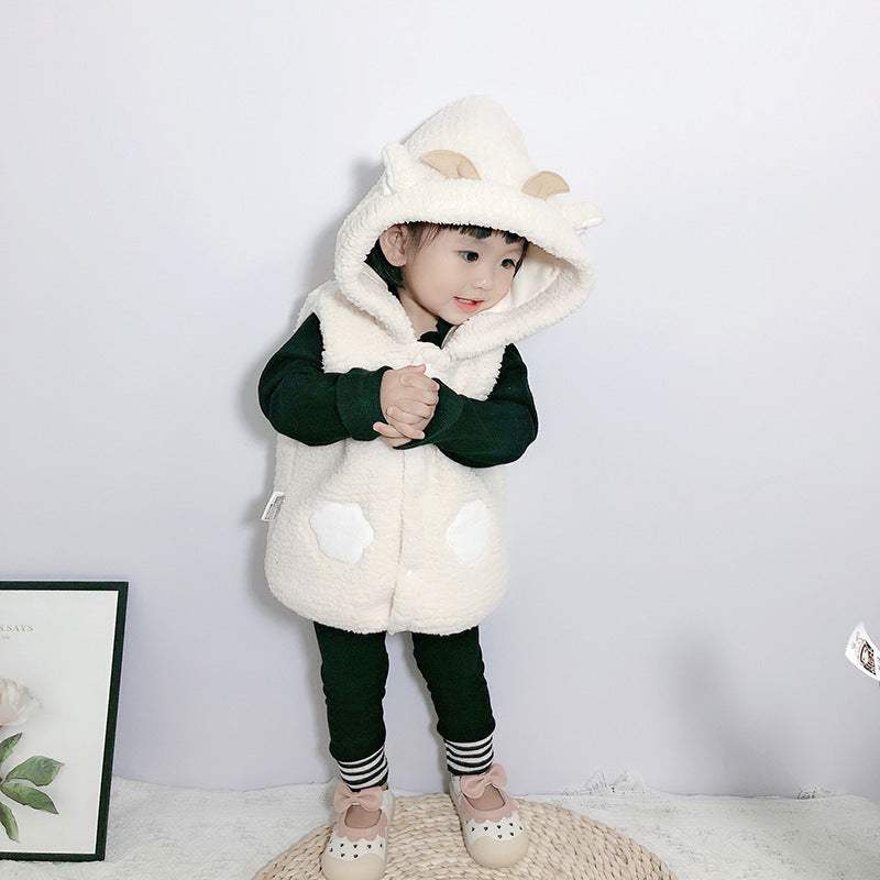 Baby Girl Thickened Waistcoat And Hooded Jacket Set | Baby & Children's Outerwear