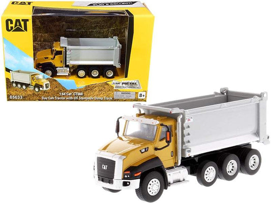 CAT Caterpillar CT660 Day Cab Tractor with OX Stampede Dump Truck | 1/64 Diecast Model Tractor | Diecast Masters | Play & Collect! Series