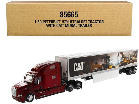 Peterbilt 579 UltraLoft Truck Tractor Red | 1/50 Diecast Model Tractor | Diecast Masters | CAT Caterpillar Series